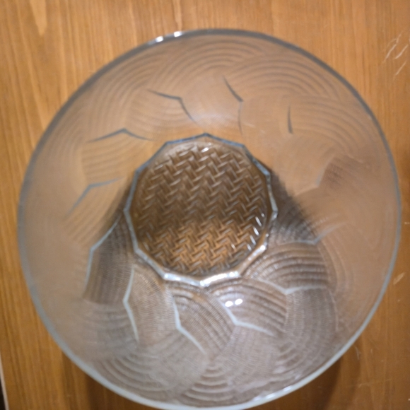 Vintage Glass Serving Bowl Mid 90s Basket Weave Textured Pattern - Picture 1 of 5